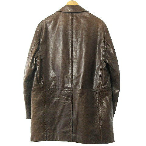 【中古】アリストクラティコ ARISTOCRATICO レザージャケット リアルレザー 本革 テーラード 3B イタリア製 茶 ブラウン TG44 メンズ 【ベクトル 古着】 240524