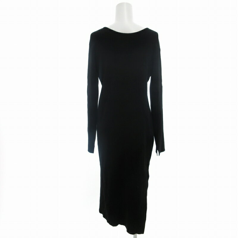 【中古】セルフォード CELFORD ワンピース ニット ロング スリット 長袖 38 M 黒 ブラック /HD 0802 レディース 【ベクトル 古着】 240802
