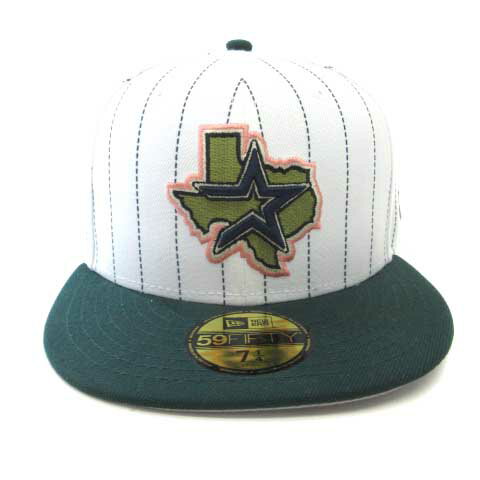 【中古】ニューエラ NEW ERA 59FIFTY GOOPERSTOWN COLLECTION MLB ヒューストンアストロズ 45th ストライプ キャップ 帽子 ホワイト グリーン 7 1/4 メンズ 【ベクトル 古着】 240816