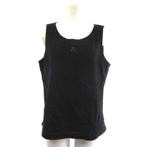 【中古】レオナールスポーツ LEONARD SPORT ノースリーブ カットソー ロゴ ジャガード 黒 ブラック 42 レディース 【ベクトル 古着】 240808