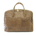 【中古】マローネ marrone ボストンバッグ ハンドバッグ オーストリッチレザー ブラウン 茶 メンズ レディース 【ベクトル 古着】 241227