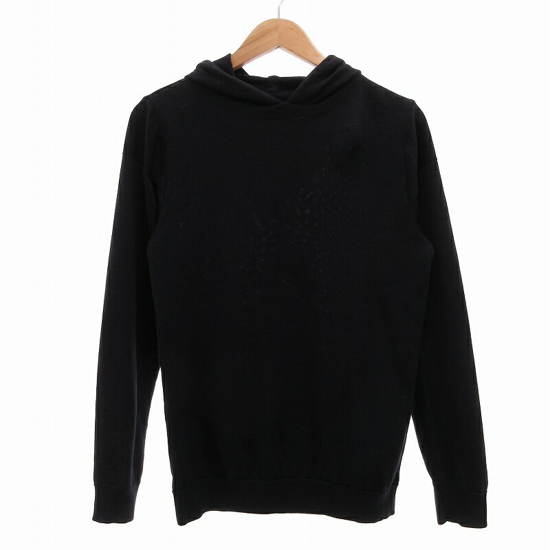 【中古】エスエヌエスハーニング garanteret ren uld ニットパーカー フーディー セーター 長袖 羊毛 ウール S 紺 ネイビー /UO メンズ 【ベクトル 古着】 250128