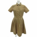 【中古】ブルーレーベルクレストブリッジ BLUE LABEL CRESTBRIDGE シャツワンピース 半袖 タック 36 ブラウン /UO レディース 【ベク...