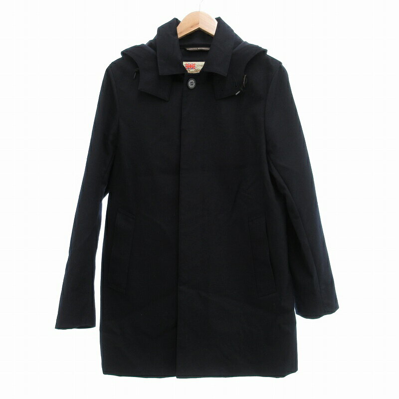 【中古】トラディショナルウェザーウェア Traditional Weatherwear DERBY HOOD ダービー フード ステンカラーコート ウール 38 紺 /UO メンズ 【ベクトル 古着】 250412