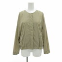 【中古】ビュルデサボン bulle de savon ノーカラージャケット ブルゾン ナイロン ドロップショルダー F カーキ ベージュ /UO レディース 【ベクトル 古着】 250424(4)