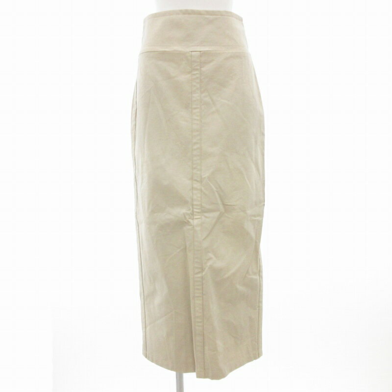 【中古】ラポドゥジェム LA PEAU DE GEM タイトスカート ロング マキシ ジップアップ フェイクレザー 38 ベージュ /GV ■GY45 レディース 【ベクトル 古着】 250816(4)