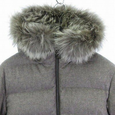 【中古】未使用品 ヘルノ HERNO タグ付き ピアチェンツァ PIACENZA シルク カシミア ダウンジャケット ブルゾン コヨーテファー グレー系 48 L位 メンズ 【ベクトル 古着】 250928