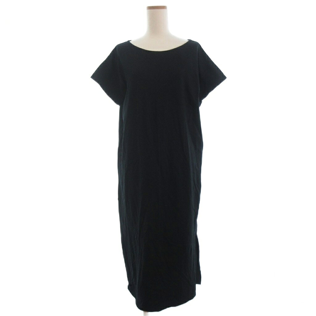 【中古】エリオポール heliopole ワンピース Tシャツワンピ 半袖 無地 ひざ丈 38 黒 ブラック レディース 【ベクトル 古着】 251113
