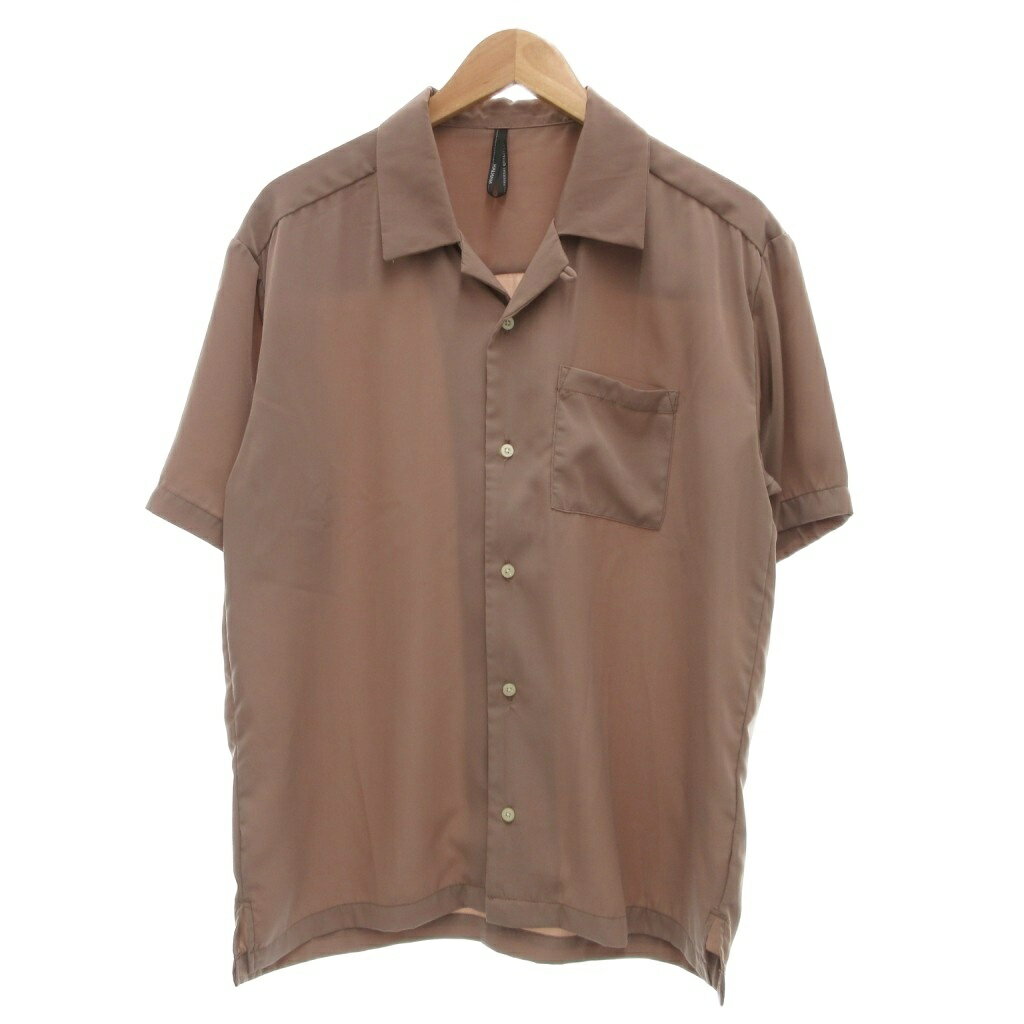 【中古】ハルハム halham オープンカラーシャツ 開襟 半袖 L 茶 ブラウン /UO メンズ 【ベクトル 古着..