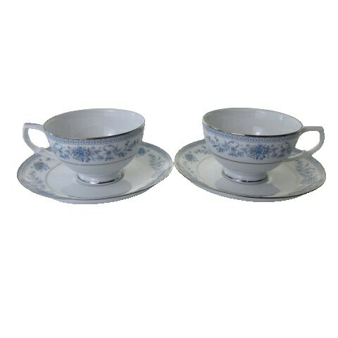 【中古】ノリタケ Noritake カップ＆ソーサー 2客セット 花柄 ホワイト ブルー その他 【ベクトル 古着】 251113