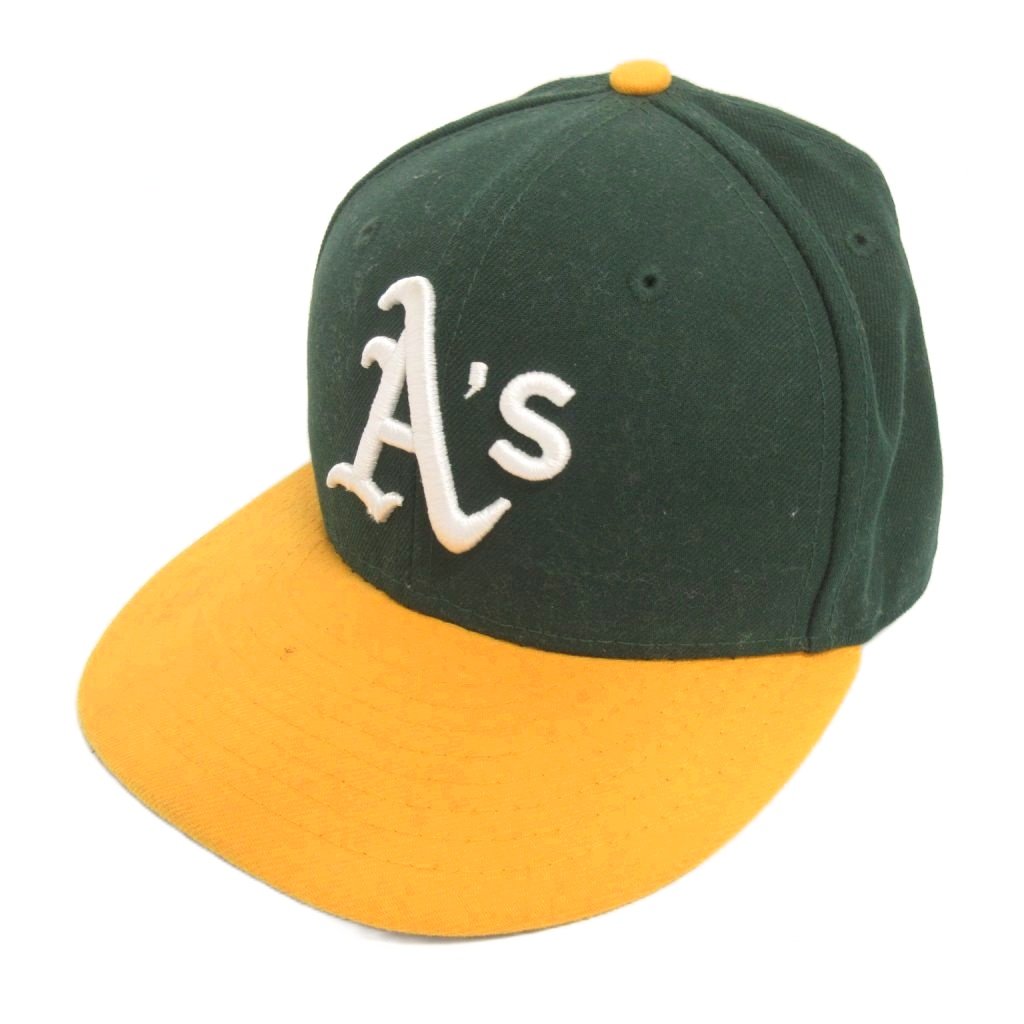 【中古】ニューエラ NEW ERA キャップ 帽子 59FIFTY アスレチックス 7 1/8 緑 グリーン ■GY28 ☆AA★ メンズ 【ベクトル 古着】 260515