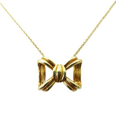 乐天商城 - 【中古】ティファニー TIFFANY & CO. K18YG イエローゴールド リボン ネックレス ペンダント ヴィンテージ 6.3g アクセサリー レディース 【ベクトル 古着】 260503