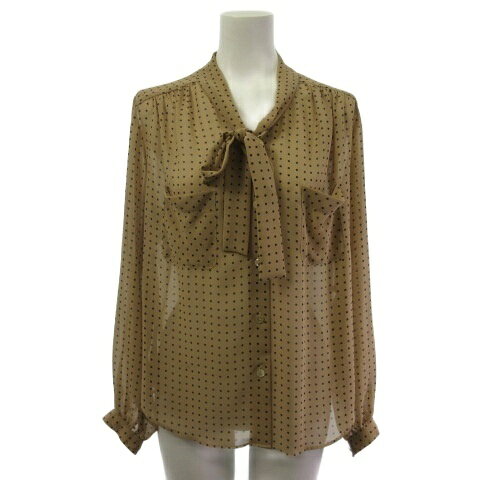 ドレステリア DRESSTERIOR Merceria Dressterior シャツ ブラウス ドット シフォン リボン 長袖 ベージュ 36 レディース  260512