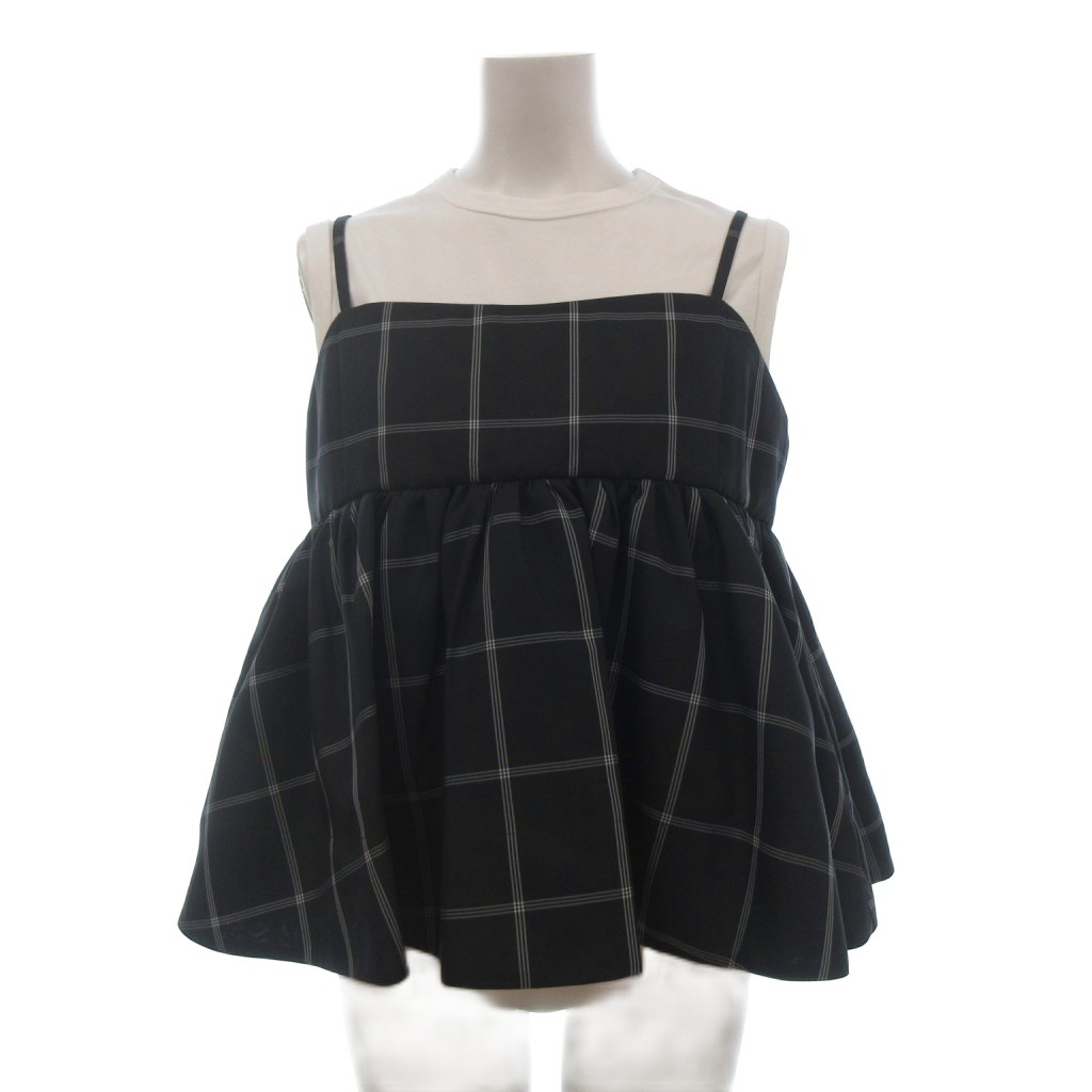 【中古】ミラオーウェン Mila Owen チェックペプラムキャミタンクSET カットソー ノースリーブ チェック柄 0 白 ホワイト 黒 ブラック レディース 【ベクトル 古着】 260730 auc-vector-21161791 ブランド古着の買取販売ベクトル パッケージ画像