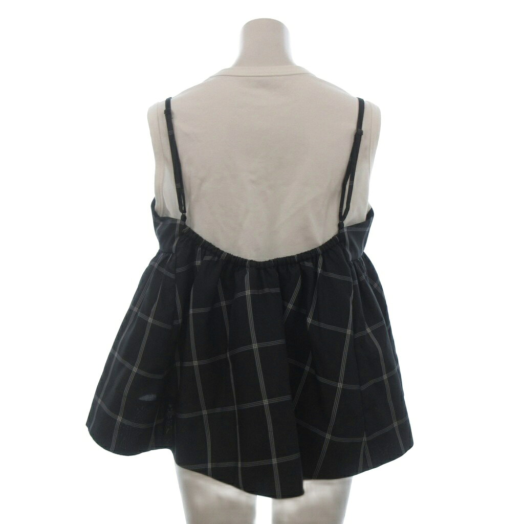 【中古】ミラオーウェン Mila Owen チェックペプラムキャミタンクSET カットソー ノースリーブ チェック柄 0 白 ホワイト 黒 ブラック レディース 【ベクトル 古着】 260730 auc-vector-21161791 ブランド古着の買取販売ベクトル サンプル画像3