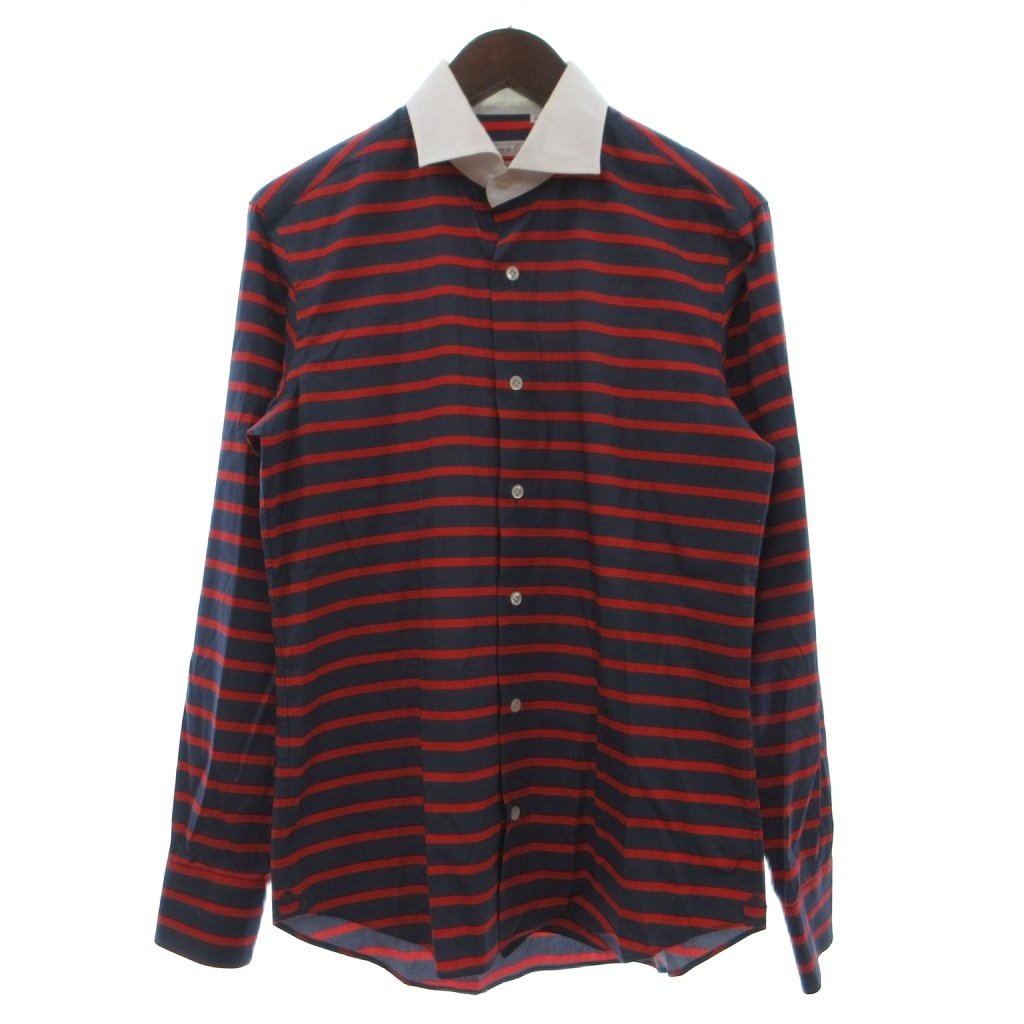 【中古】エンメ テ エンネ EMME Te Enne シャツ クレリックカラー ボーダー 長袖 M 赤 レッド 紺 ネイビー メンズ 【ベクトル 古着】 261009表記サイズM実寸サイズ肩幅：42cm　身幅：51cm　着丈：72cm　袖丈：62cm　　素材コットン色赤 レッド 紺 ネイビー状態・全体的な汚れあり ・襟の黄ばみ（画像7枚目参照） ※全体的に中古品としての使用感とダメージがありますが、通常使用には支障のない商品です。 掲載写真や記載内容をご確認いただき、ご理解の上ご購入ください。備考株式会社アイネックス商品のお問い合わせの回答を休止しております。＊各商品ページの商品詳細等をご確認の上ご購入ください。【中古】エンメ テ エンネ EMME Te Enne シャツ クレリックカラー ボーダー 長袖 M 赤 レッド 紺 ネイビー メンズ 【ベクトル 古着】 261009状態ランク　”B”詳細については、下記および「状態ランクについて」ページをご覧ください。未使用・新品の商品ほぼ新品同様の商品使用感が少なく、かなり状態の良い商品使用感はあるが、傷や汚れの少ない商品使用感の他、傷や汚れが見られる商品かなり大きな傷みがある難あり商品※S〜CランクはUSED品となりますので、使用感をご理解の上でご入札下さい。状態ランクについてinformation表記サイズM実寸サイズ肩幅：42cm　身幅：51cm　着丈：72cm　袖丈：62cm　　素材コットン色赤 レッド 紺 ネイビー状態・全体的な汚れあり ・襟の黄ばみ（画像7枚目参照） ※全体的に中古品としての使用感とダメージがありますが、通常使用には支障のない商品です。 掲載写真や記載内容をご確認いただき、ご理解の上ご購入ください。備考株式会社アイネックス商品のお問い合わせの回答を休止しております。＊各商品ページの商品詳細等をご確認の上ご購入ください。本商品は一点物です他サイトや店舗にて販売している商品です。多少のお時間差にて欠品になることもございます。予めご了承頂ますようお願い致します。ベクトル・サイズガイドはこちらこの商品と同じブランドの商品を見る