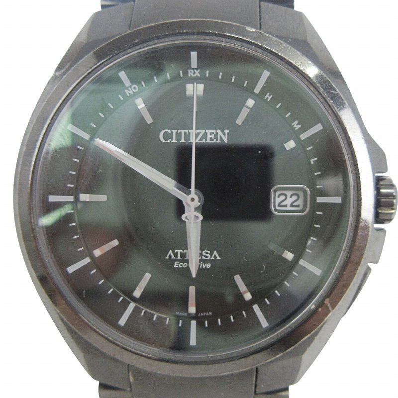 【中古】シチズン CITIZEN アテッサ ATTESA 腕時計 アナログ エコドライブ 電波 デイト チタン ATD53-3051 文字盤 ブラック 黒 ウォッチ ■SM1 メンズ 【ベクトル 古着】 240520