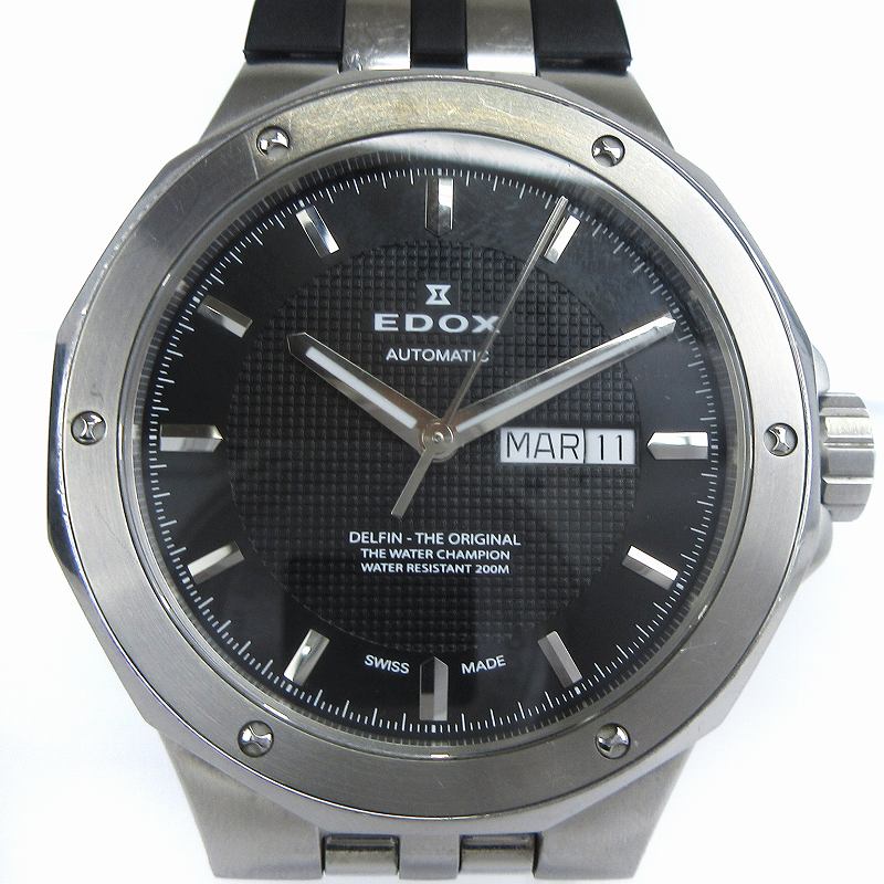 【中古】エドックス EDOX デルフィン 腕時計 アナログ 自動巻き デイト 88005-3CA-NIN 黒 ブラック ウォッチ メンズ 【ベクトル 古着】 240506