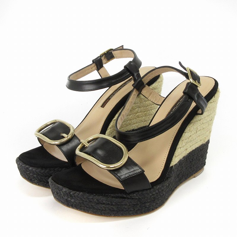 【中古】ペリーコ PELLICO ストラップサンダル ウェッジソール ベルト 黒 ブラック 37 23cm位 靴 レディース 【ベクトル 古着】 241213