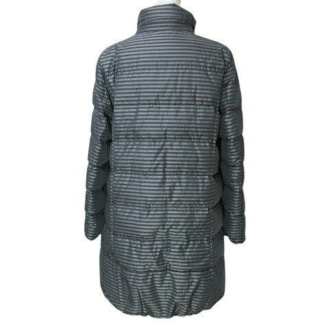 【中古】ソニア ソニアリキエル SONIA SONIA RYKIEL ダウンコート ボーダー ジップアップ スタンドカラー ミドル丈 38 M相当 黒 灰 ■GY19 X レディース 【ベクトル 古着】 250106