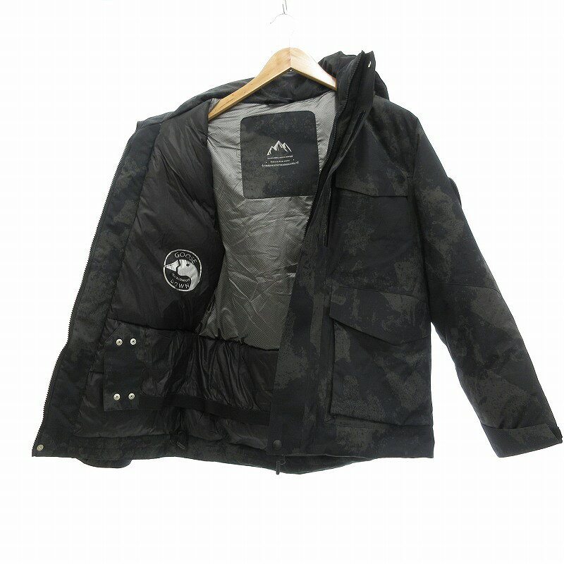 【中古】RENAVE STOP 美品 ダウンジャケット フード付き 黒 ブラック グレー /UO メンズ 【ベクトル 古着】 250430