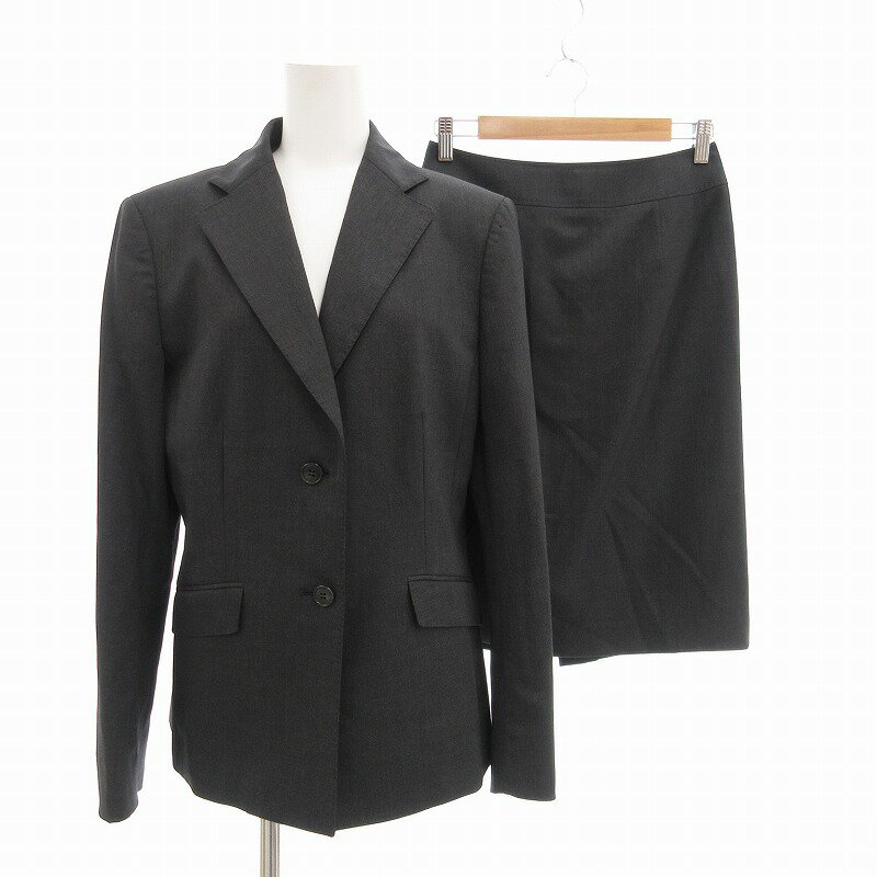 【中古】ニューヨーカー NEWYORKER 美品 セットアップ スーツ 上下2点セット ジャケット 春夏 背抜き ダブル 2B センターベント 開き見せ 13AR タイトスカート 67-93 黒 ブラック /AE レディース 【ベクトル 古着】 250412
