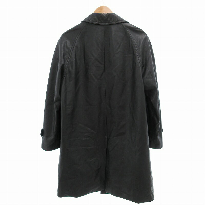 【中古】ノーブランド バルマカーンコート ひざ丈 レザー 黒 /UO メンズ 【ベクトル 古着】 250415