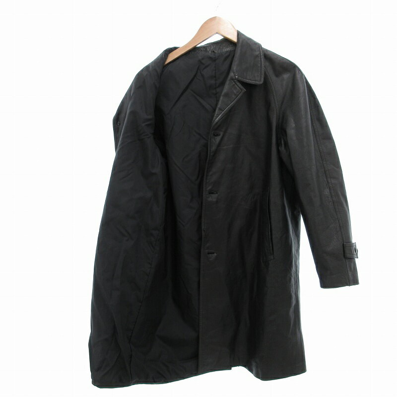 【中古】ノーブランド バルマカーンコート ひざ丈 レザー 黒 /UO メンズ 【ベクトル 古着】 250415