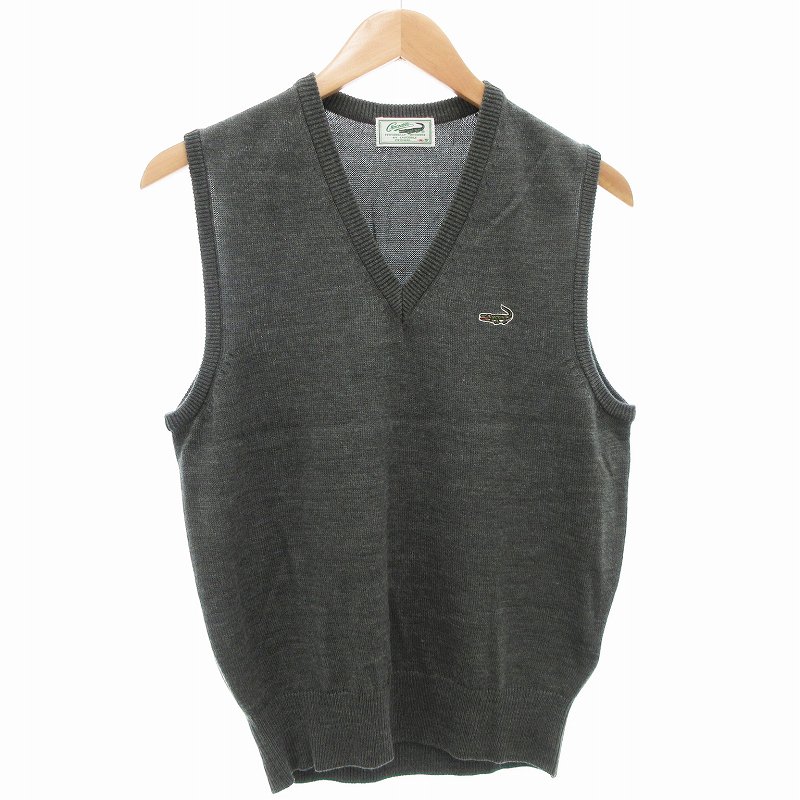 【中古】クロコダイル CROCODILE 美品 ニットベスト Vネック M グレー /AE メンズ 【ベクトル 古着】 250405