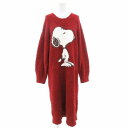 【中古】ジェラートピケ gelato pique ×ピーナッツ PEANUTS スヌーピー コラボ ボアワンピース ルームウェア ロング 長袖 F 赤 レッド PWNO215008 /GV レディース 【ベクトル 古着】 250430