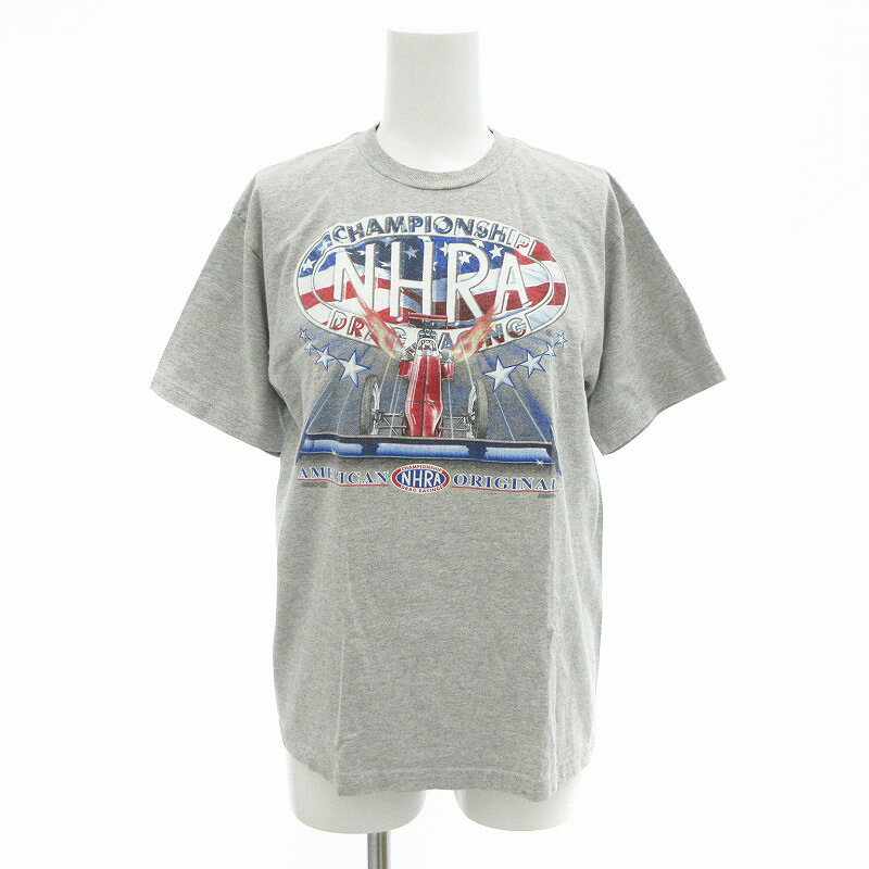 Garments - 【中古】ジャージーズ JERZEES 90s 00s 美品 Tシャツ カットソー ドラッグレース NHRA 半袖 L グレー /AE レディース 【ベクトル 古着】 250502