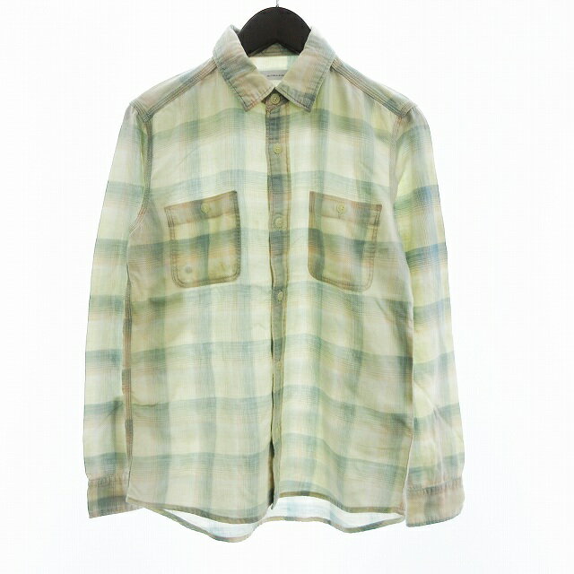 【中古】ロンハーマン Ron Herman チェックシャツ 長袖 ポケット 612070035-1071 コットン 青系 白 ブルー系 ホワイト S メンズ 【ベクトル 古着】 250421