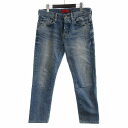 【中古】レッドカード RED CARD デニム パンツ ジーンズ テーパード ボタンフライ ダメージ加工 29 薄青 レディース 【ベクトル 古着】 25050...