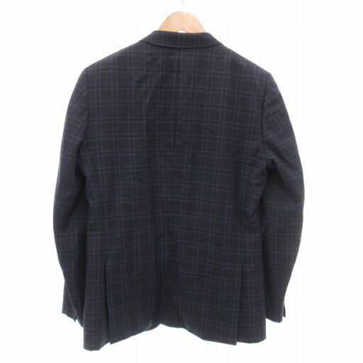【中古】ランバンオンブルー LANVIN en Bleu スーツ セットアップ テーラードジャケット テーパードパンツ チェック ウール 総裏地 50 紺 ネイビー /TZ メンズ 【ベクトル 古着】 250513