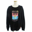 【中古】ビームス BEAMS SOUP NASTY CREWNECK SWEATSHIRT スウェット トレーナー 裏毛 プリント コットン 黒 ブラック L ...