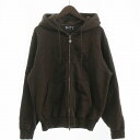 【中古】ボット BoTT Washed Script Logo Zip Hoodie パーカー プリント ダブルジップ 251BoTT25 茶 ブラウン M ☆AA★ メンズ 【ベクトル 古着】 250620