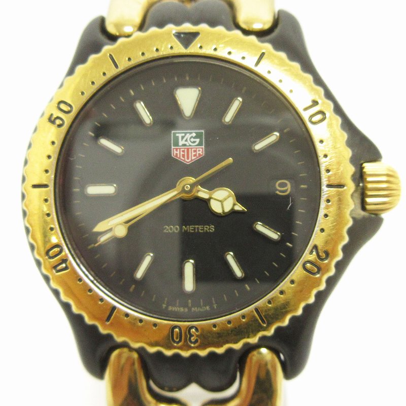 【中古】タグホイヤー TAG HEUER セル 腕時計 クオーツ アナログ 3針 デイト S93 313C 文字盤黒 ゴールドカラー 小物 メンズ 【ベクトル 古着】 250709