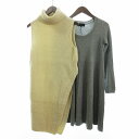 【中古】アンタイトル UNTITLED 2点 セット まとめ ニット ワンピース タートルネック 膝丈 長袖 ノースリーブ 2 アイボリー グレー レディース ...
