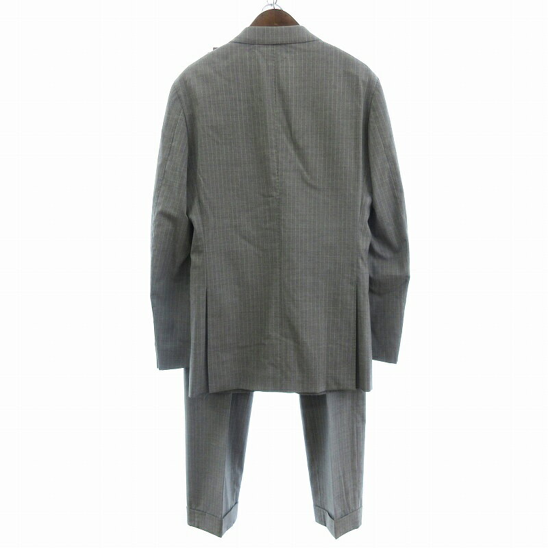 【中古】インヘイル エクスへイル INHALE EXHALE セットアップ テーラードジャケット シングル 2B パンツ スラックス ストライプ グレー 175Y メンズ 【ベクトル 古着】 250706