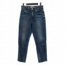 【中古】レッドカード RED CARD 美品 プラステ別注 ハイライズ デニムパンツ ジーンズ コットン ダメージ加工 ジッパーフライ 12430P 青 ブルー...