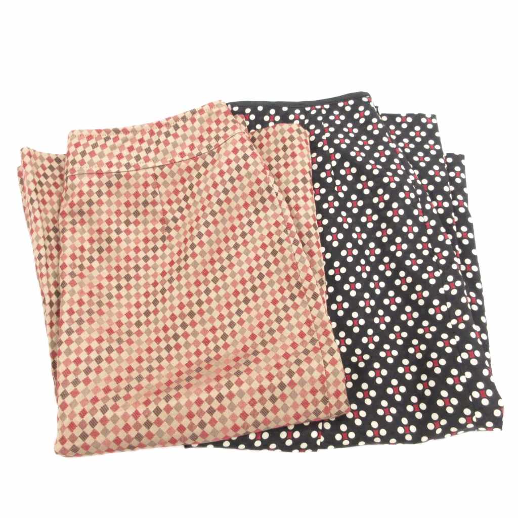 【中古】エル ELLE 美品 2点セット タイトスカート 総柄 ひざ丈 36 黒 ブラック 赤 レッド /AE ■FF レディース 【ベクトル 古着】 2508...