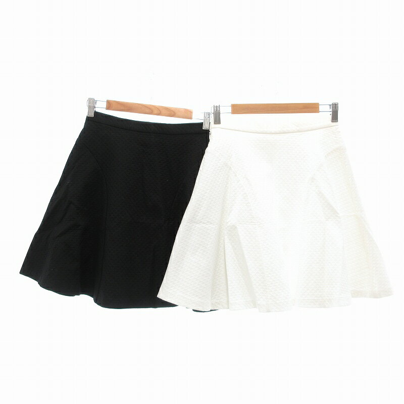 【中古】エル ELLE フレアスカート 2点セット まとめ ひざ丈 38 黒 白 /UO ■FF レディース 【ベクトル 古着】 250809