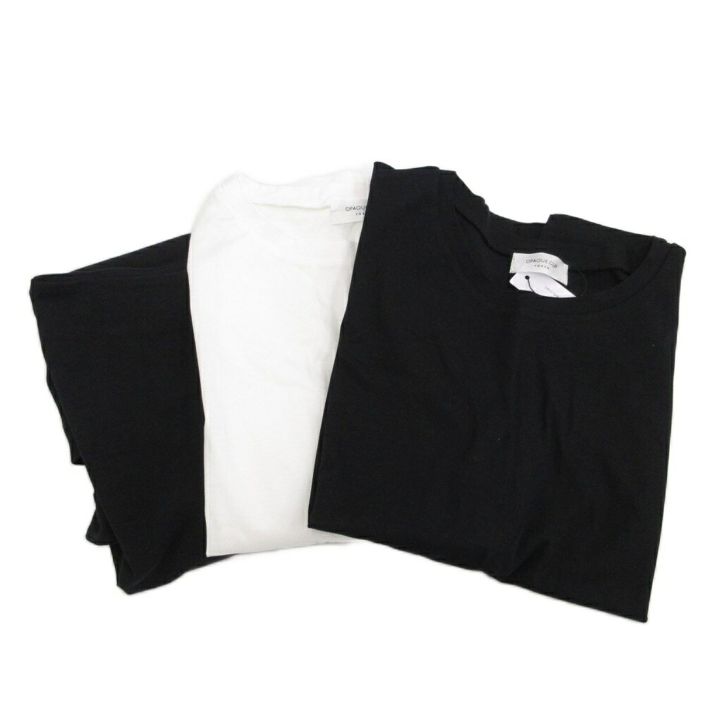 【中古】未使用品 オペークドットクリップ OPAQUE.CLIP タグ付き 3点 セット まとめ カットソー クルーネック ボートネック 半袖 L 白 ホワイト 黒 ブラック /AE レディース 【ベクトル 古着】 250826