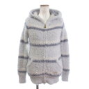 【中古】ジェラートピケ gelato pique 美品 3ボーダーパーカ パジャマ ダブルジップ PWNT175027 白 ホワイト F ナイトウェア レディー...