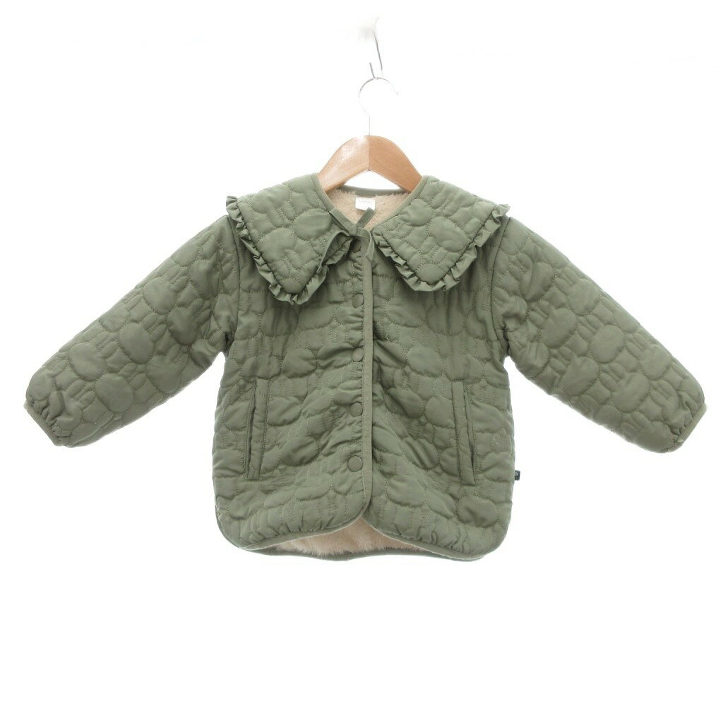 【中古】フタフタ FUTAFUTA キルティングジャケット ブルゾン リボン 裏起毛 110 カーキ /JS キッズ 【ベクトル 古着】 250910(4)