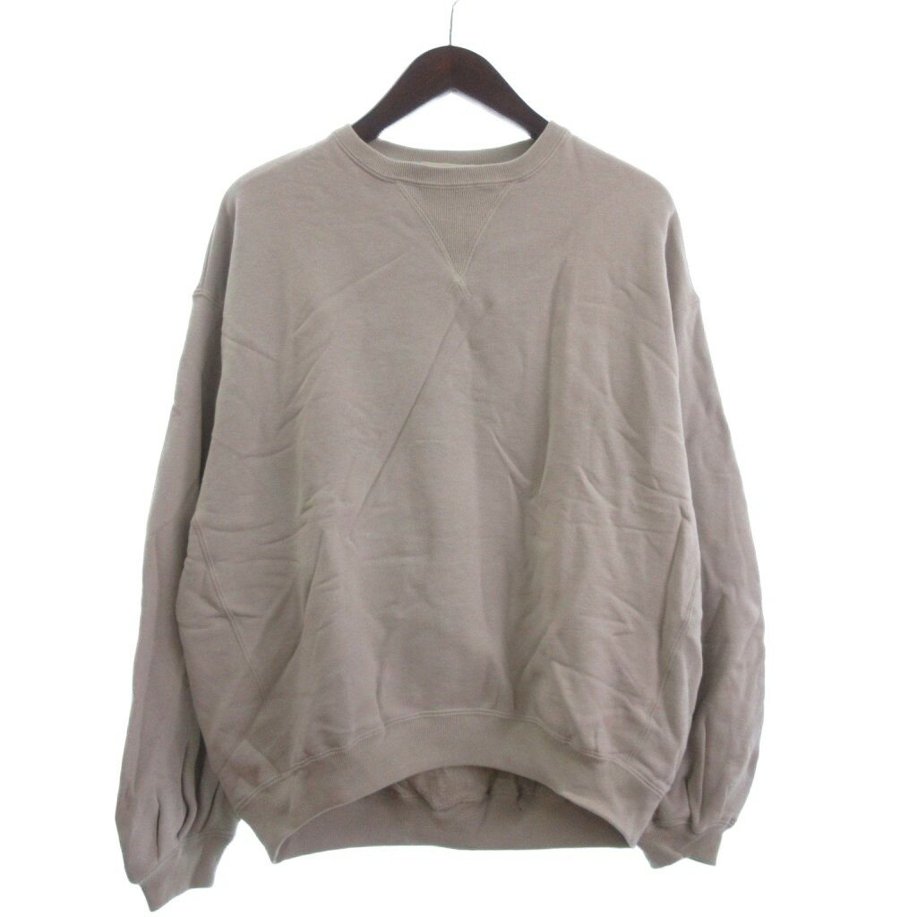 【中古】トラディショナルウェザーウェア Traditional Weatherwear パフスリーブ スウェット トレーナー 長袖 裏起毛 Vガゼット コットン L181HJPO0145B ベージュ S メンズ 【ベクトル 古着】 250918