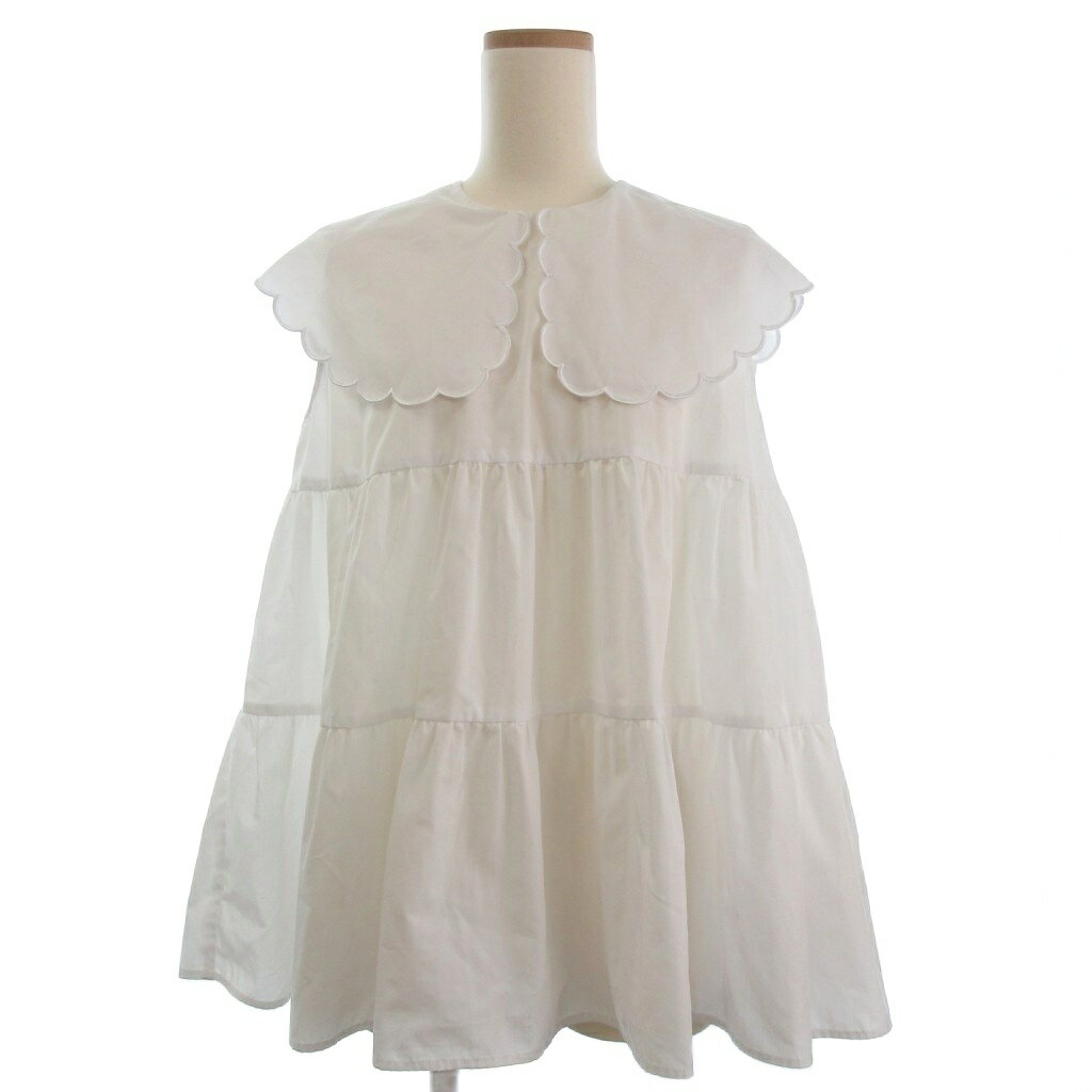 Other - 【中古】ヨリ yori 美品 スカラップカラーティアードブラウス ノースリーブ プルオーバー ビックカラー YR21-23064SM-2 F 白 ホワイト ■OM レディース 【ベクトル 古着】 251008