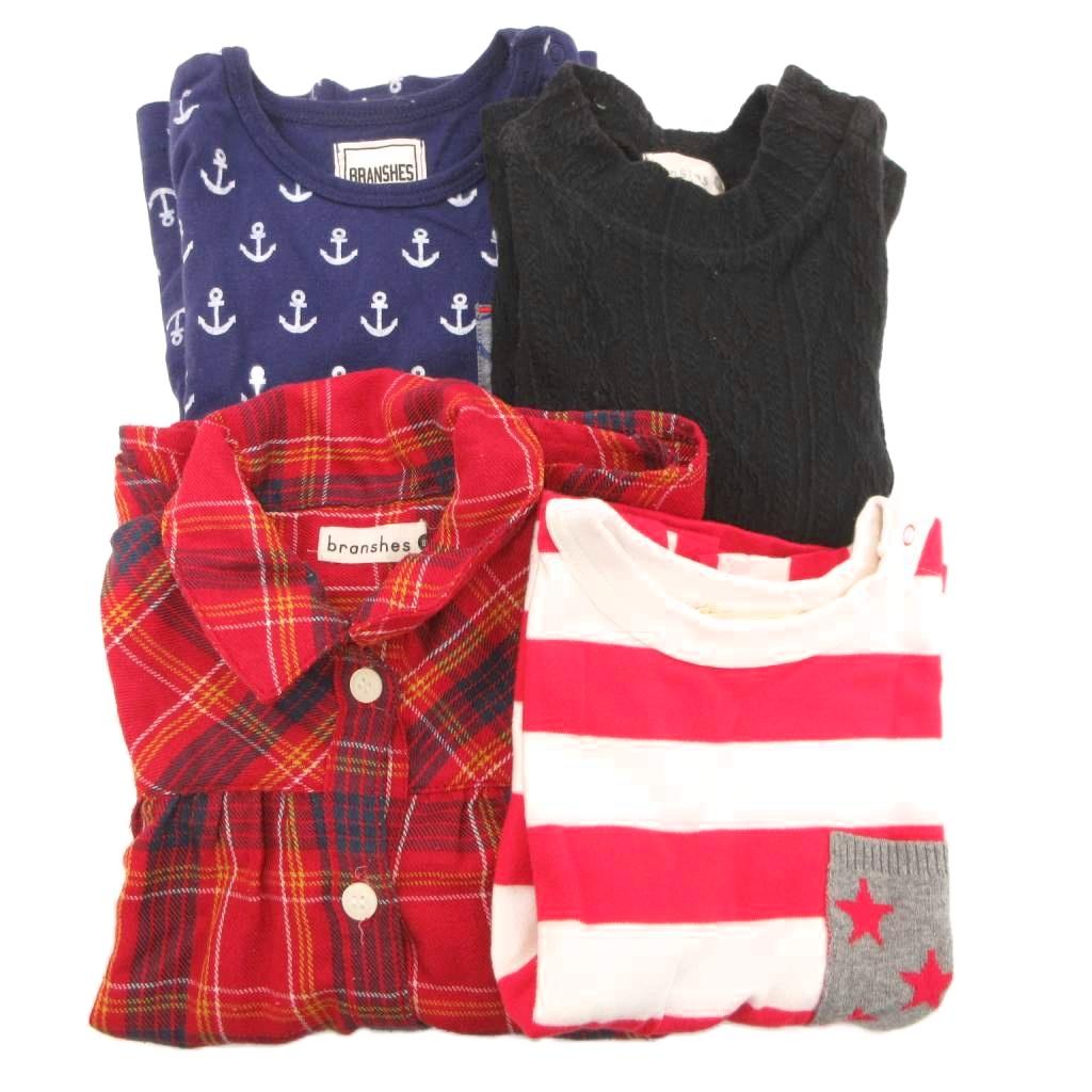 【中古】ブランシェス BRANSHES シャツ Tシャツ ニット まとめ 4点セット 80cm 赤 レッド 黒 ブラック 紺 ネイビー 他 /GV ■GY14 キッズ 【ベクトル 古着】 251031