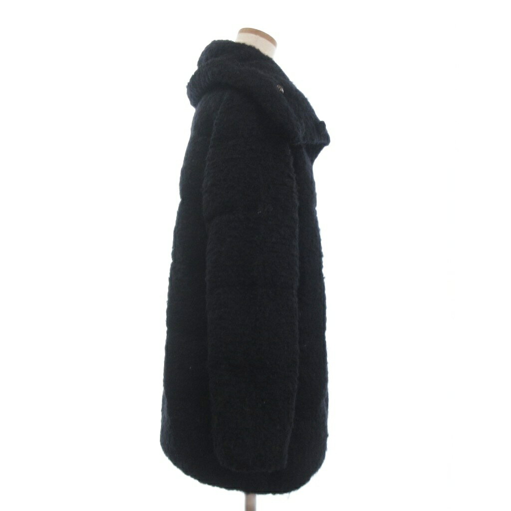 【中古】インディヴィ INDIVI ボアコート ひざ丈 長袖 ビッグカラー 127-93716 黒 ブラック レディース 【ベクトル 古着】 251110