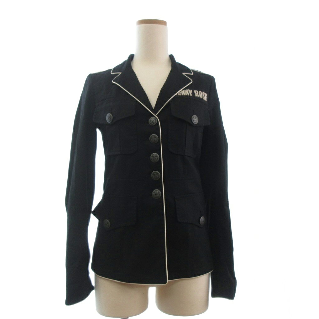 【中古】デニーローズ DENNY ROSE ブレザー ジャケット 長袖 背抜き コットン 黒 ブラック XS レディース 【ベクトル 古着】 251025